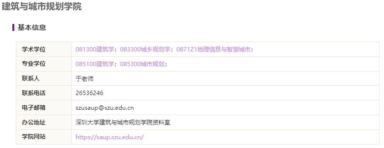 深圳大學(xué)建筑與城市規(guī)劃學(xué)院2021碩士研究生招生專業(yè)目錄