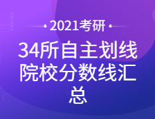 2021考研分數線：34所自主劃線院校分數線匯總